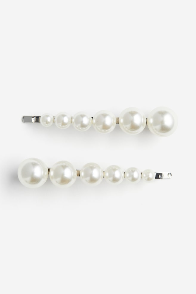 2-pack beaded hair grips - Silver-coloured - 1