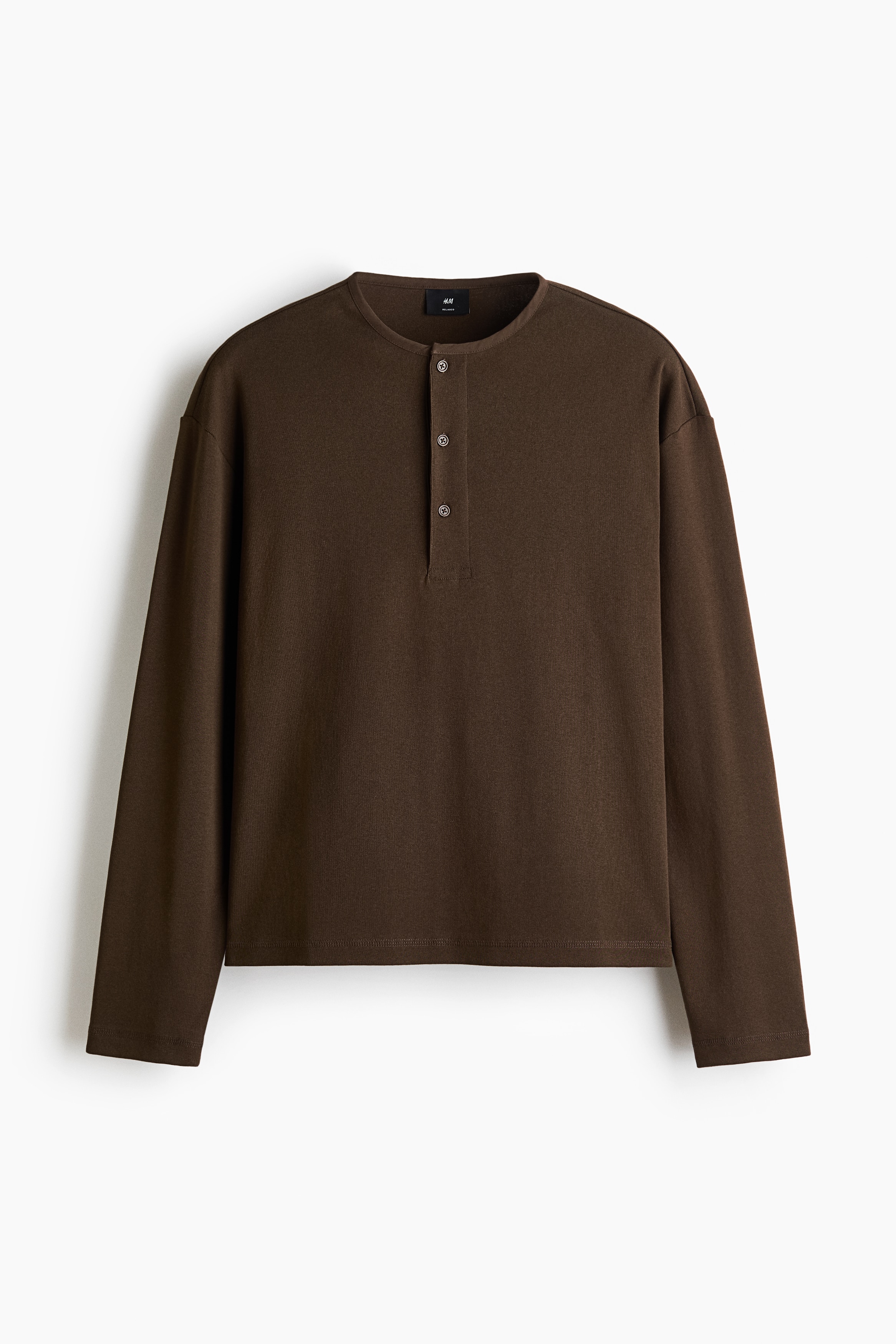 Men's Dark khaki green Relaxed Fit Henley top | H&M