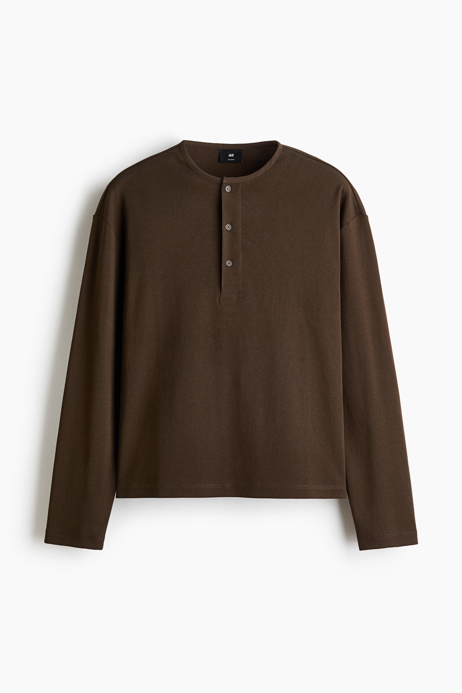 Henleyshirt in Relaxed Fit - Dunkles Khakigrün/Schwarz/Elfenbein