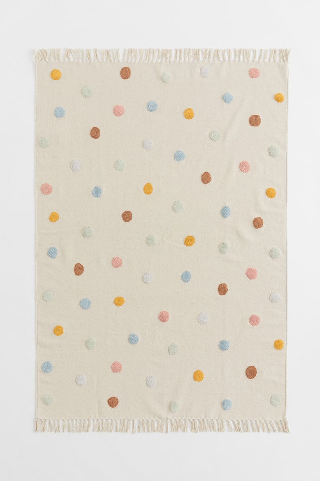 Tufted-spot cotton rug - Light beige/Spotted/Light green/Spotted - 1