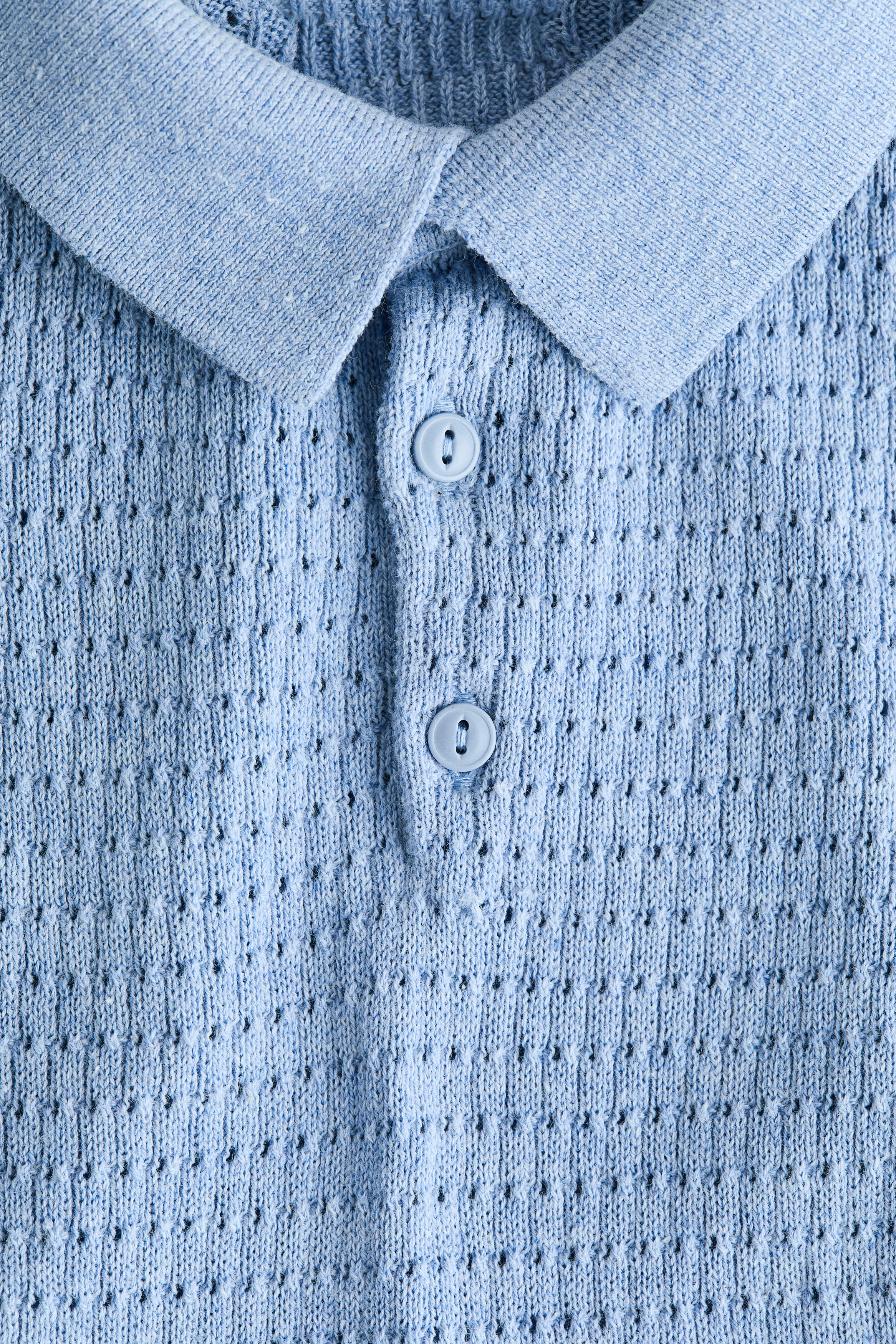 Light blue Pointelle-Knit Cotton Polo Shirt for kids | H&M US