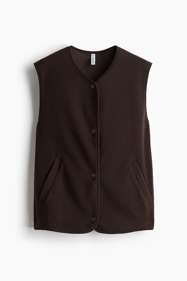Teddy gilet - Dark brown/White/Light grey - 1