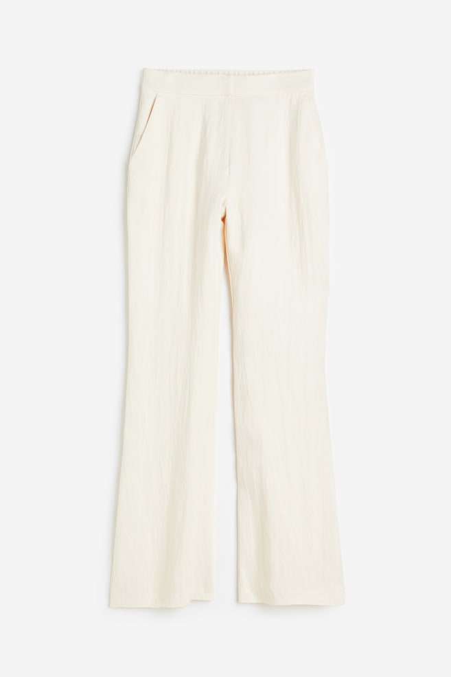 Flared viscose trousers - Cream/Light beige/Black/Lime green - 2