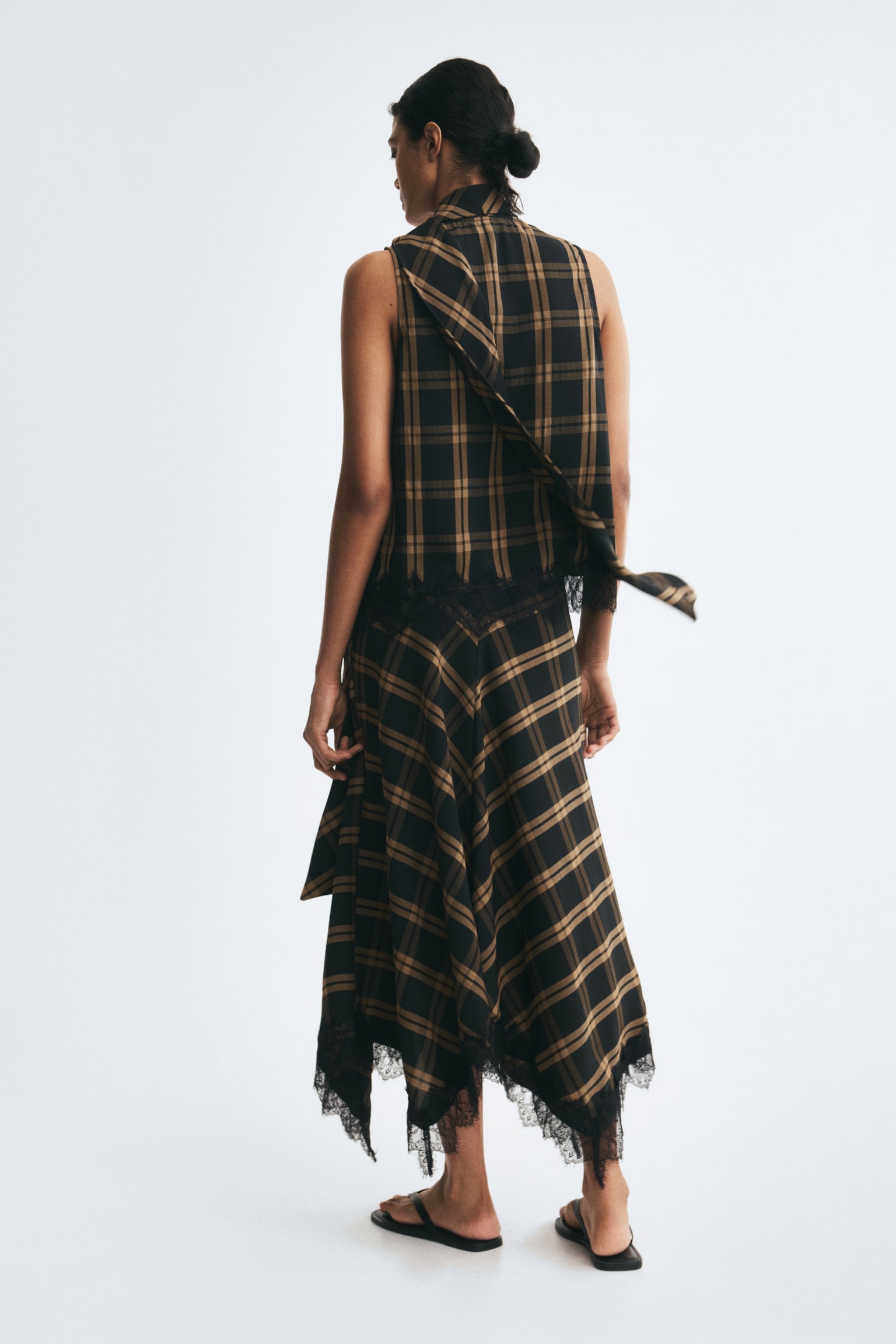 Женская юбка H&M Handkerchief Maxi, цвет: Коричневый / Клетчатый — фото 5