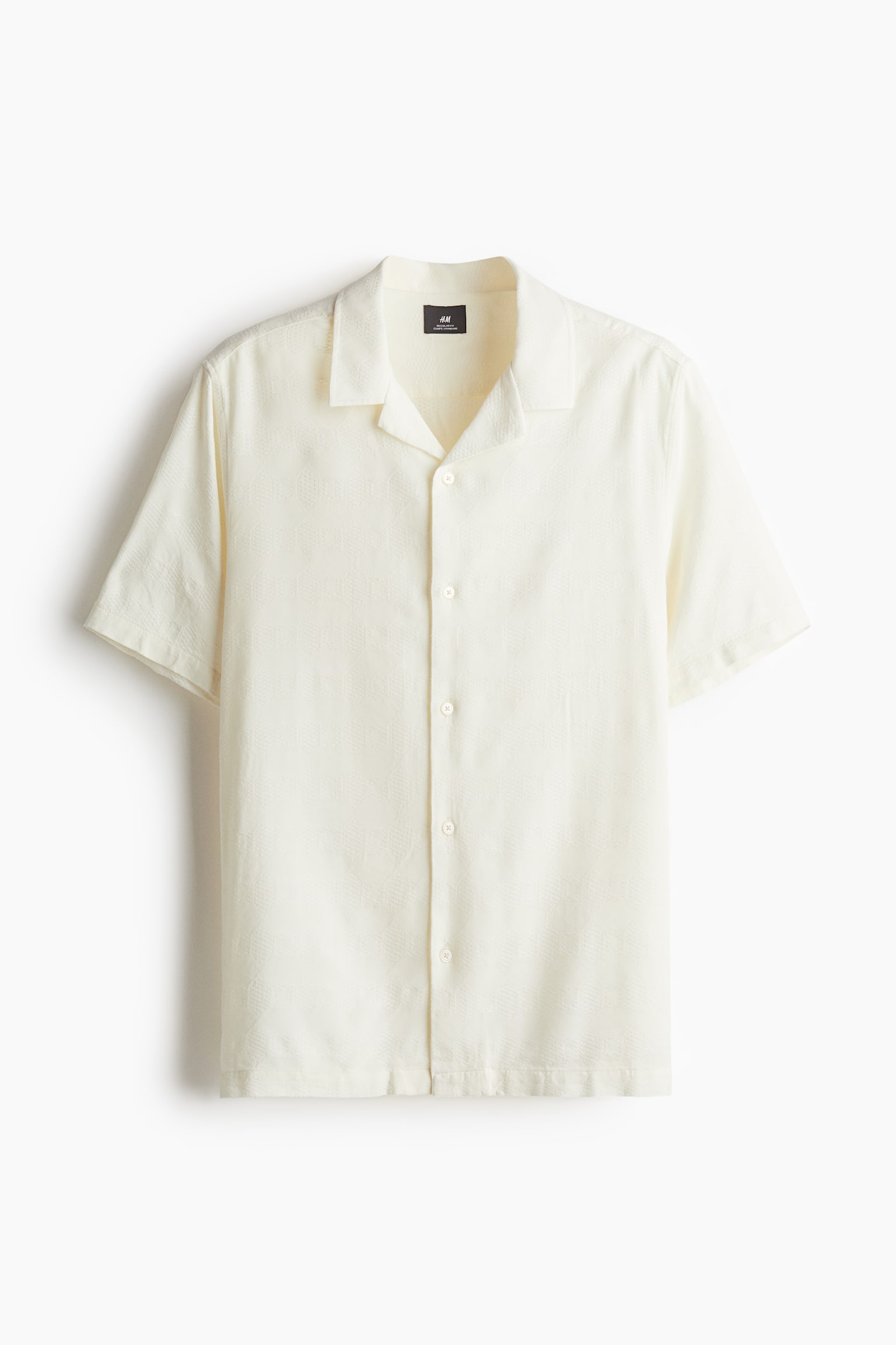 Regular Fit Jacquard-weave resort shirt - Cream - 1