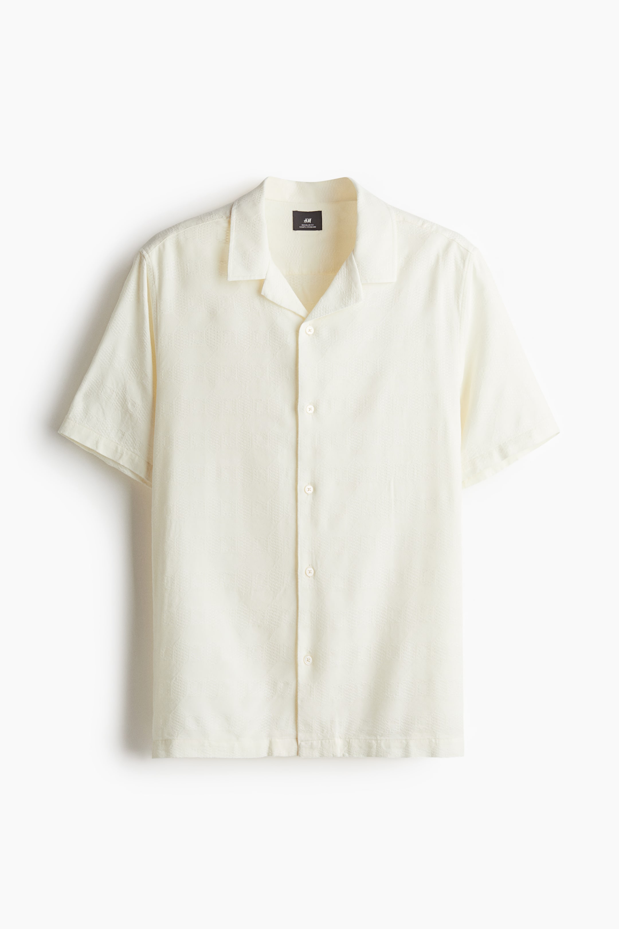 Regular Fit Jacquard-weave resort shirt - Short sleeve - Regular length - Cream - Men | H&M GB 7