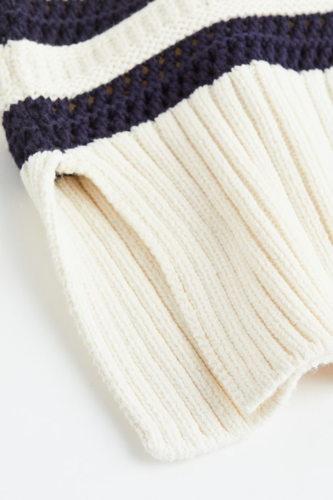 Hole-knit jumper - Navy blue/Striped/Light greige - 5