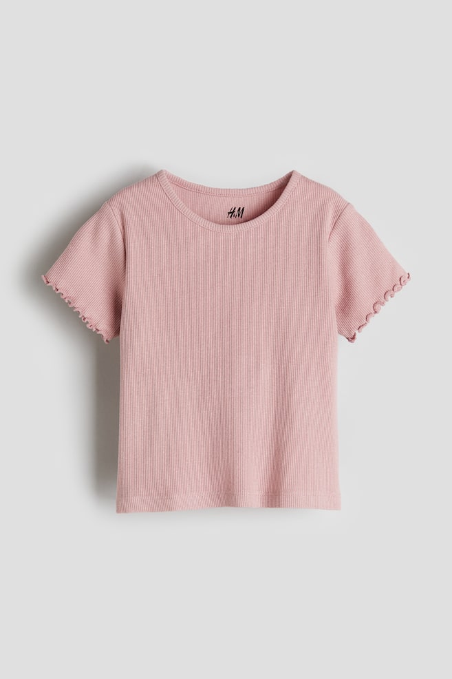 Top in jersey a costine - Rosa polvere - 1