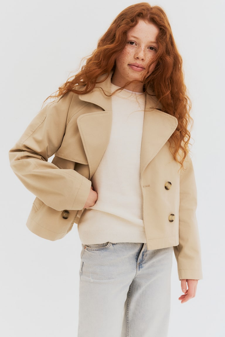 Short trench coat Beige Kids H&M
