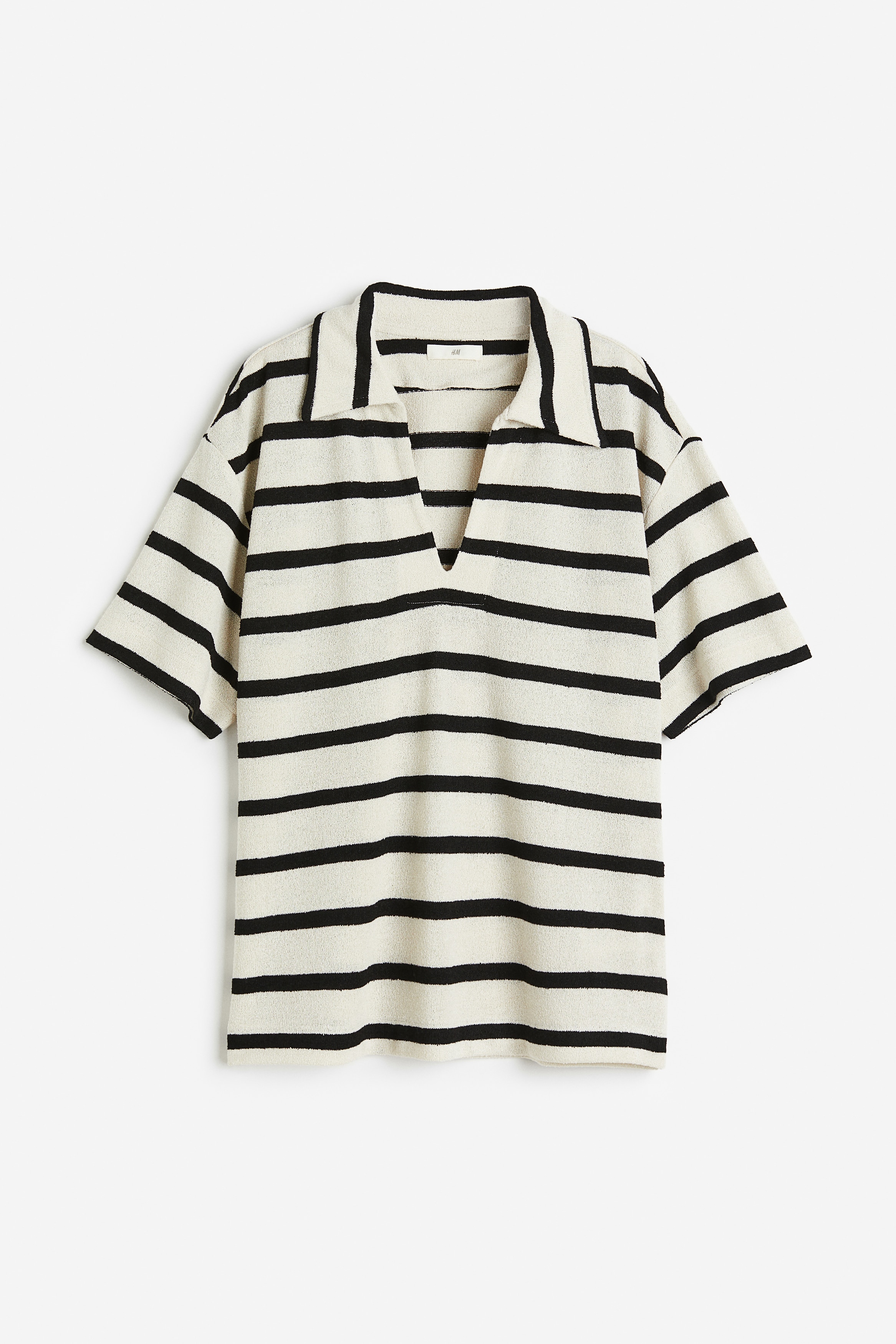 Shirt mit Kragen - Kurzarm - Normale Länge - Cremefarben/Gestreift  