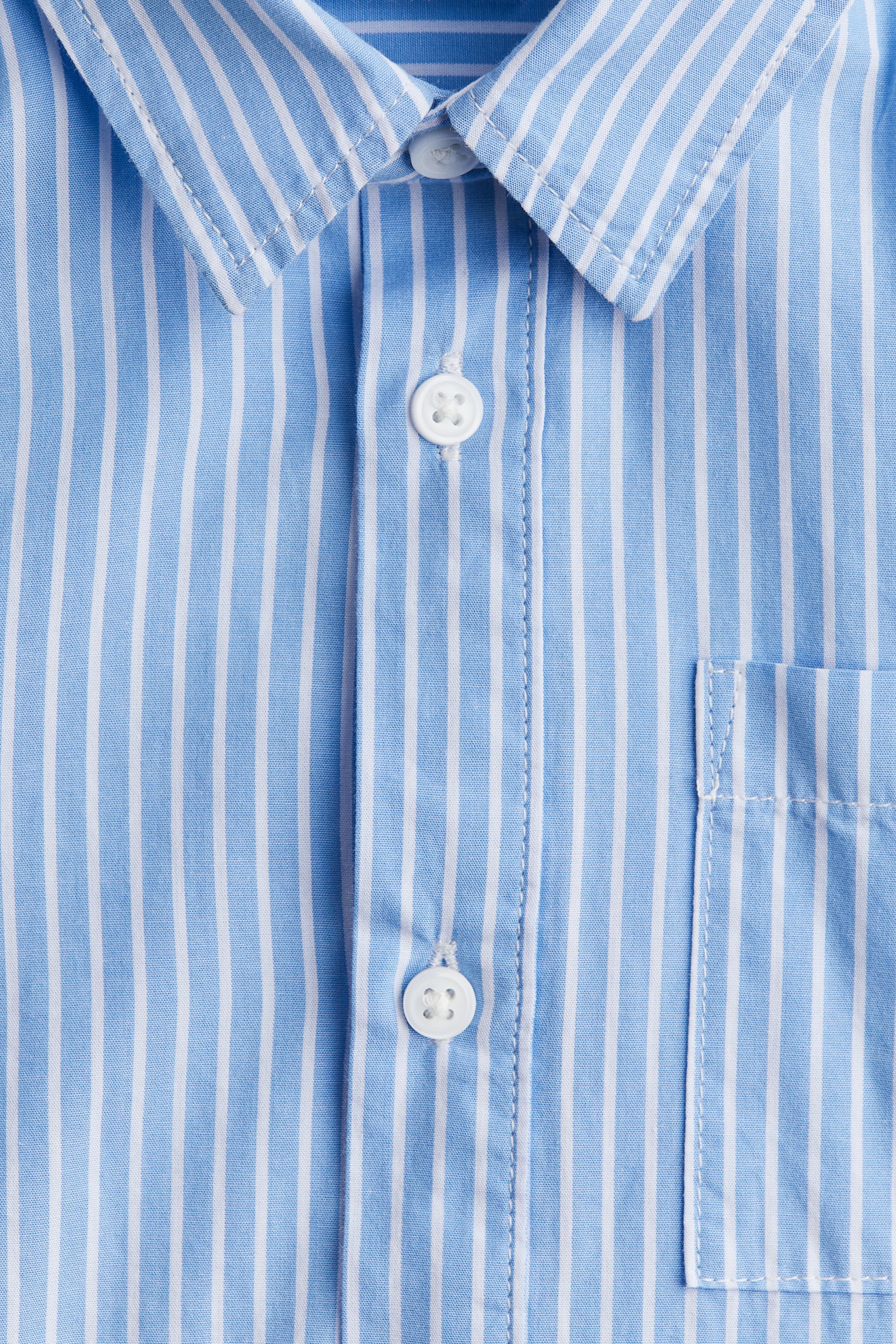 Long-sleeved cotton shirt - Light blue/Striped - 6