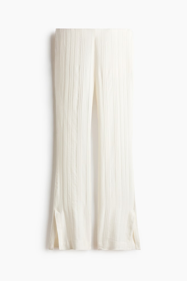 Pantalon évasé en lin mélangé - Crème - 1