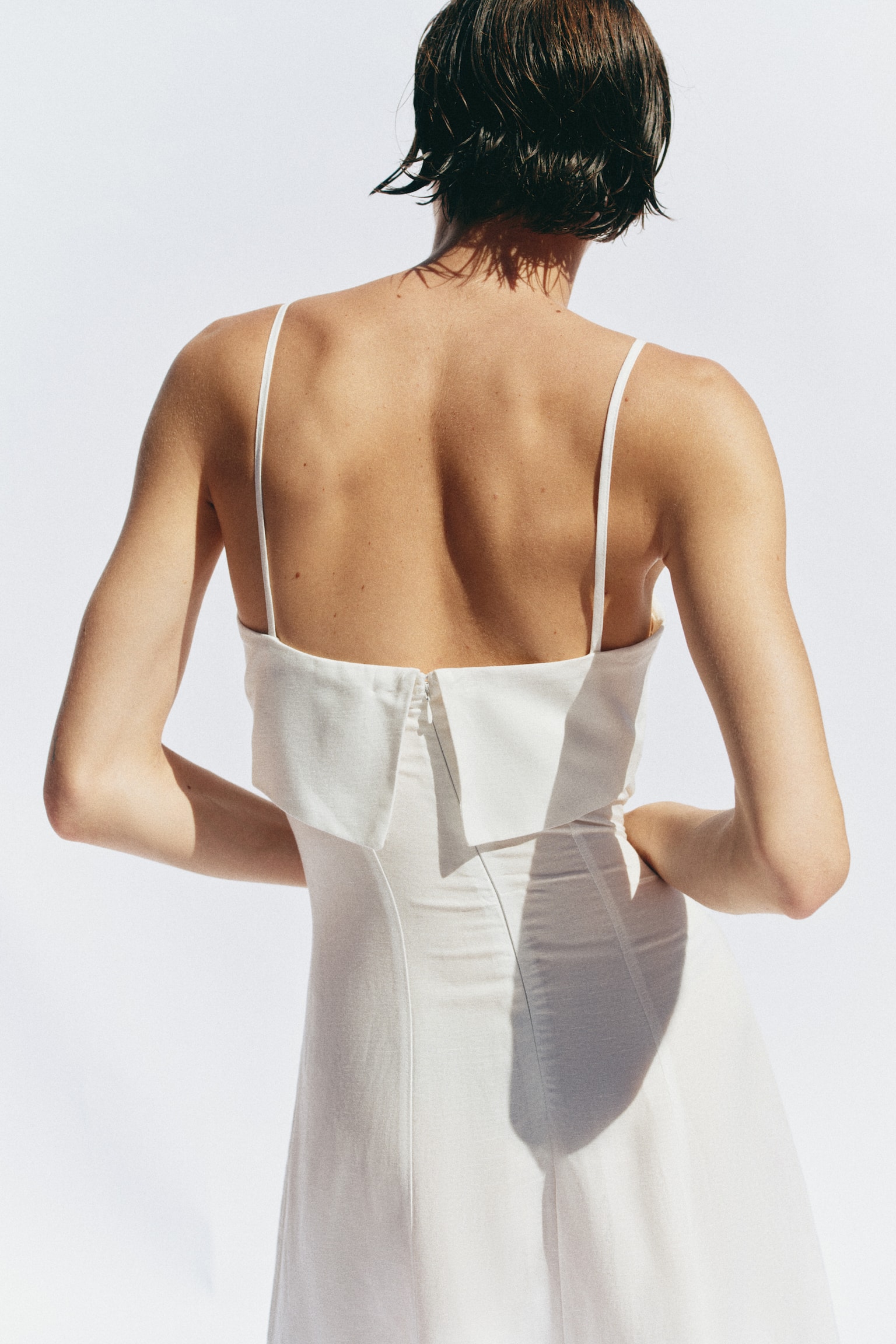 Женское платье H&M Linen-Blend Strappy, цвет: Белый — фото 6