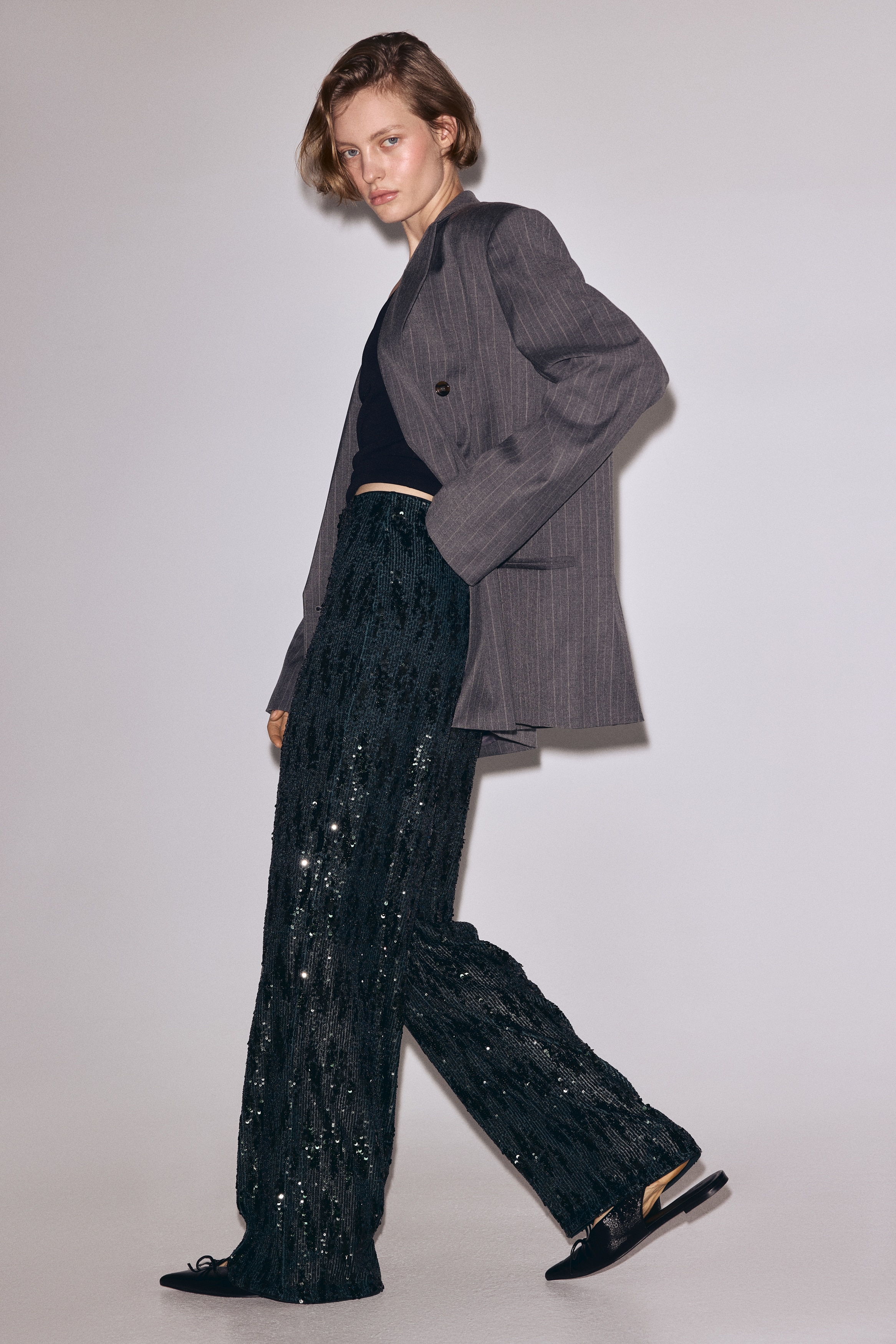 Pantalone sa šljokicama - Tamnotirkizna/Tamnosmeđa/Crna