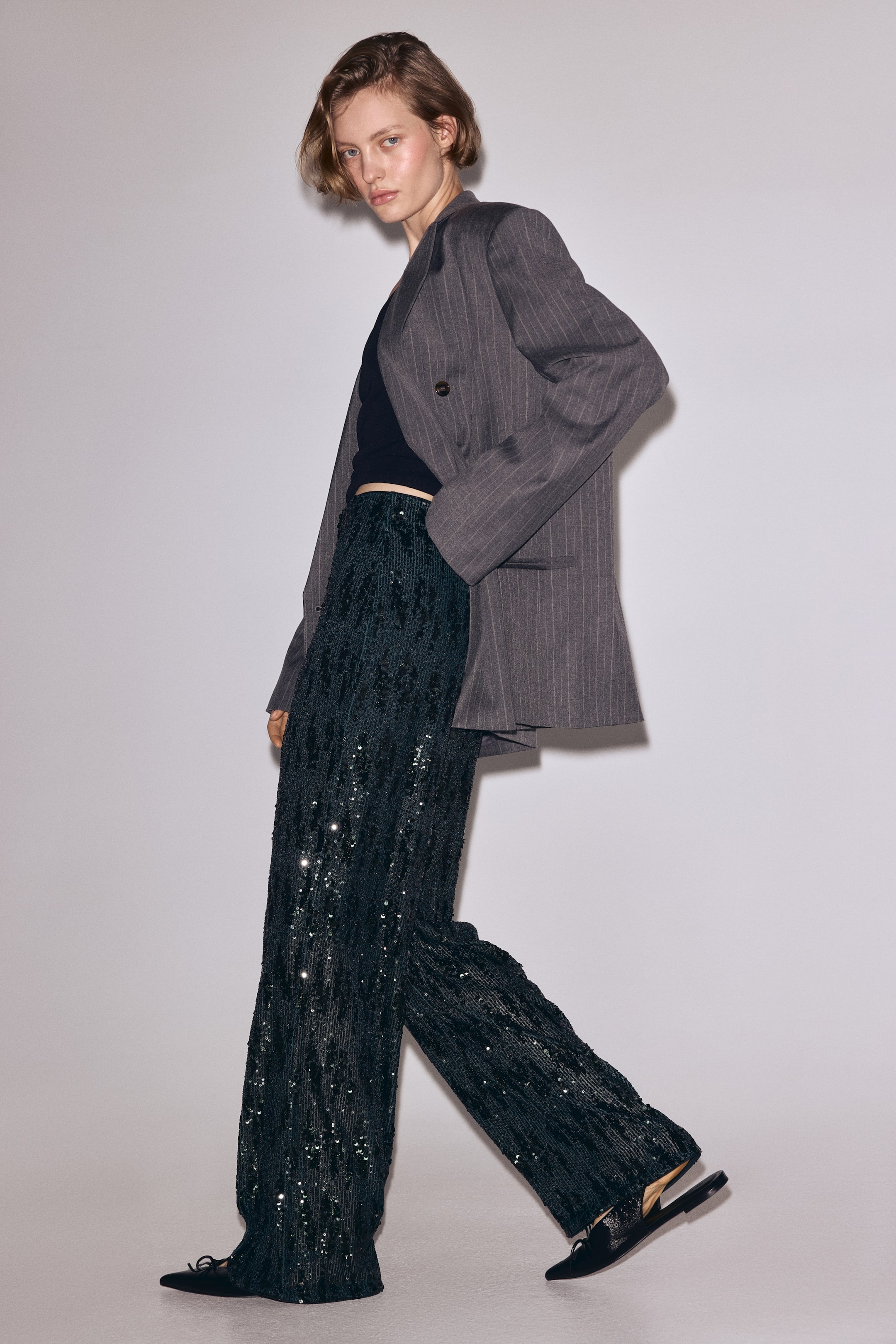 Ampliar la imagen: Pantalón de lentejuelas - Dark turquoise - Ladies | H&M MX 1