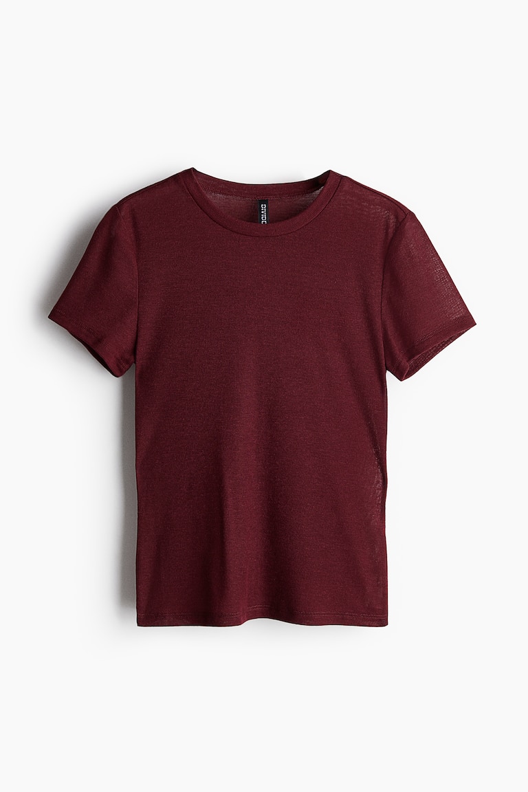 Sheer Blouse Burgundy Ladies H&M US