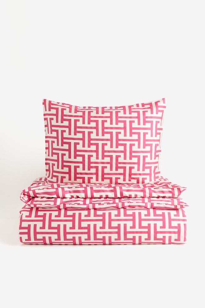Set de funda de duvet individual en viscosa - Fucsia/Diseño - 1