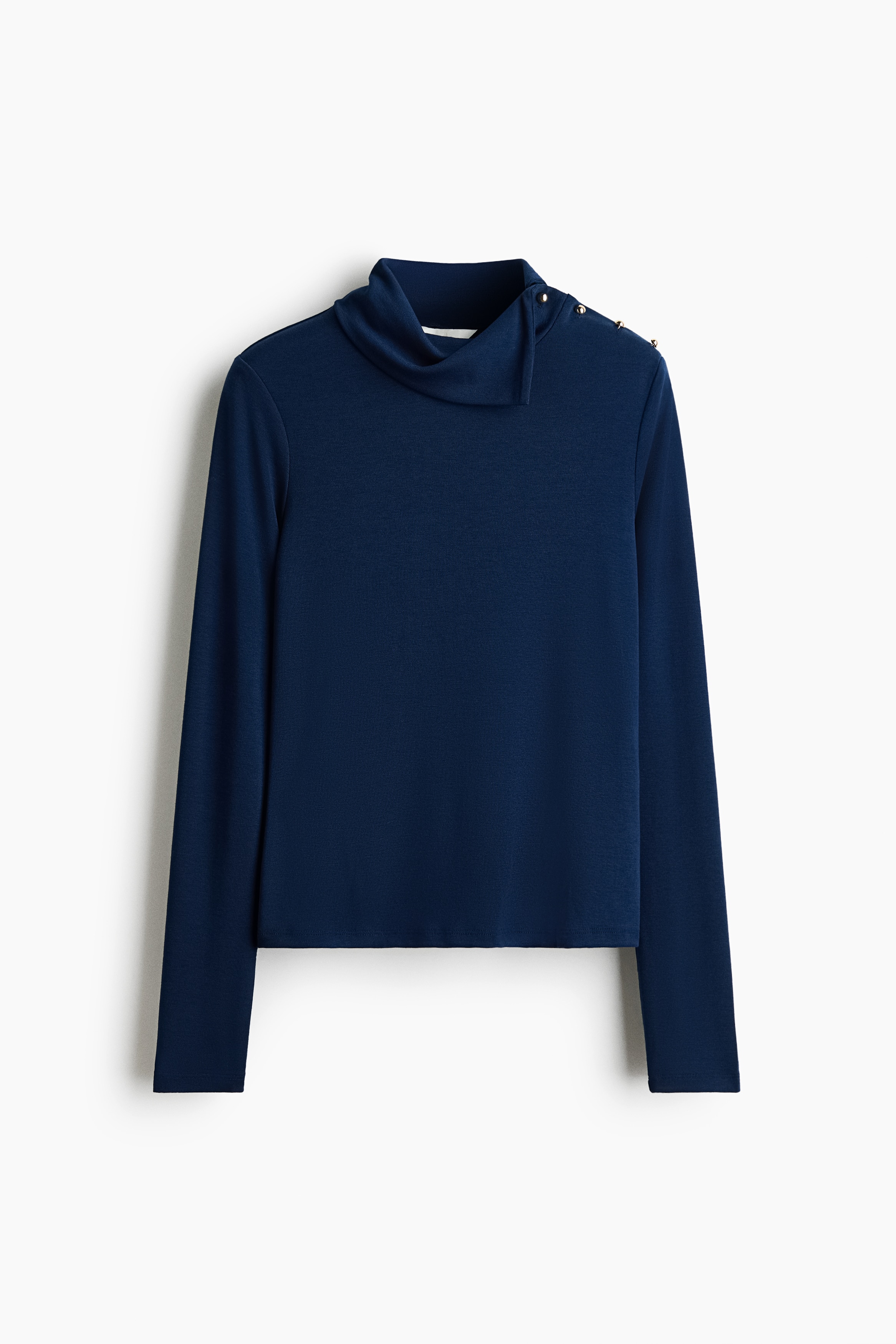 Button-detail roll-neck top