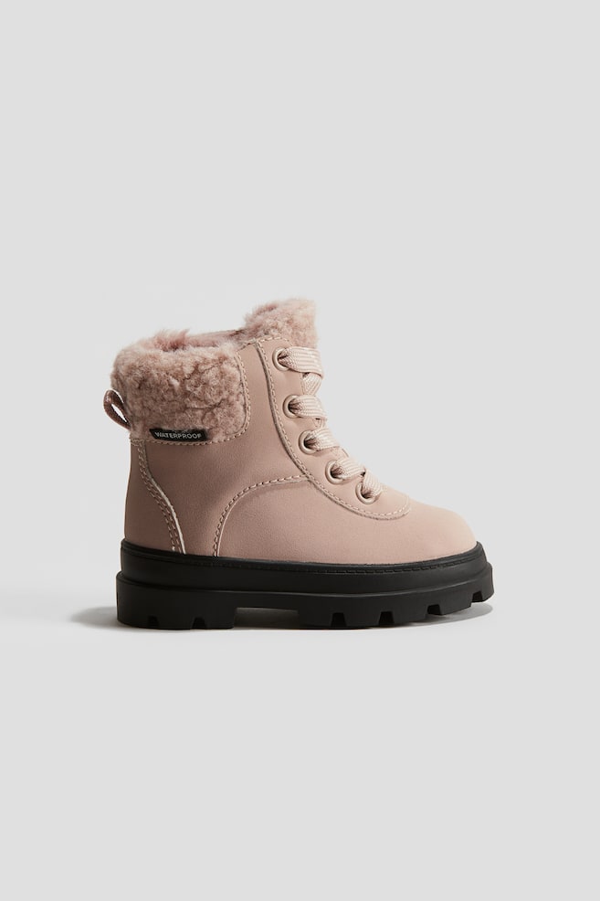Waterproof lace-up boots - Light pink/Beige - 1