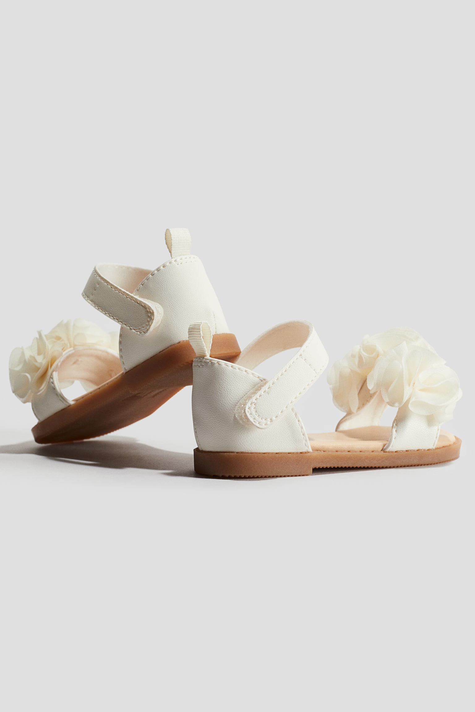 Flower Appliqué Sandals - Cream/Bronze colour - 3