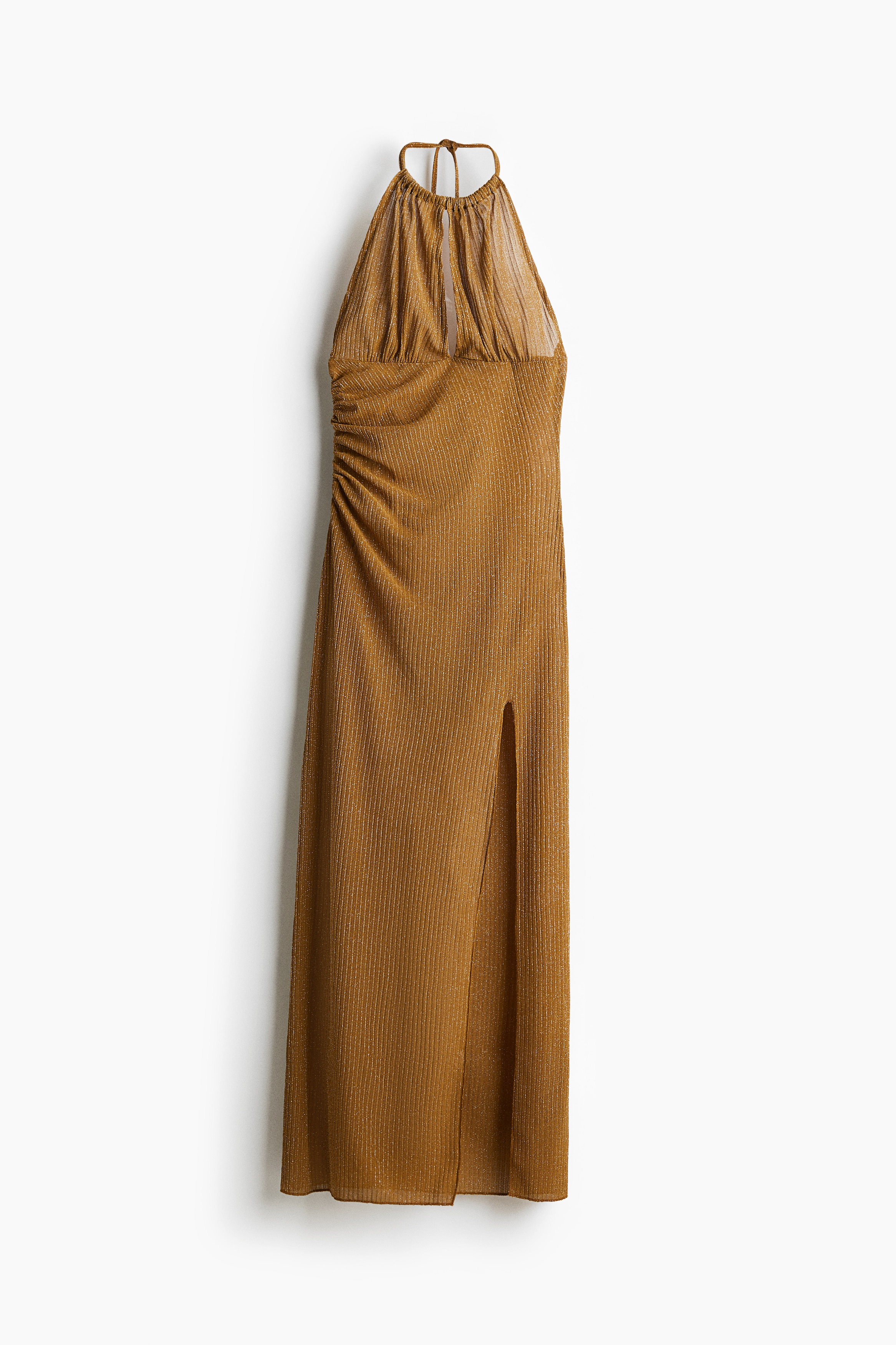 H & M - Drapiertes Neckholder-Kleid - Beige - Damen