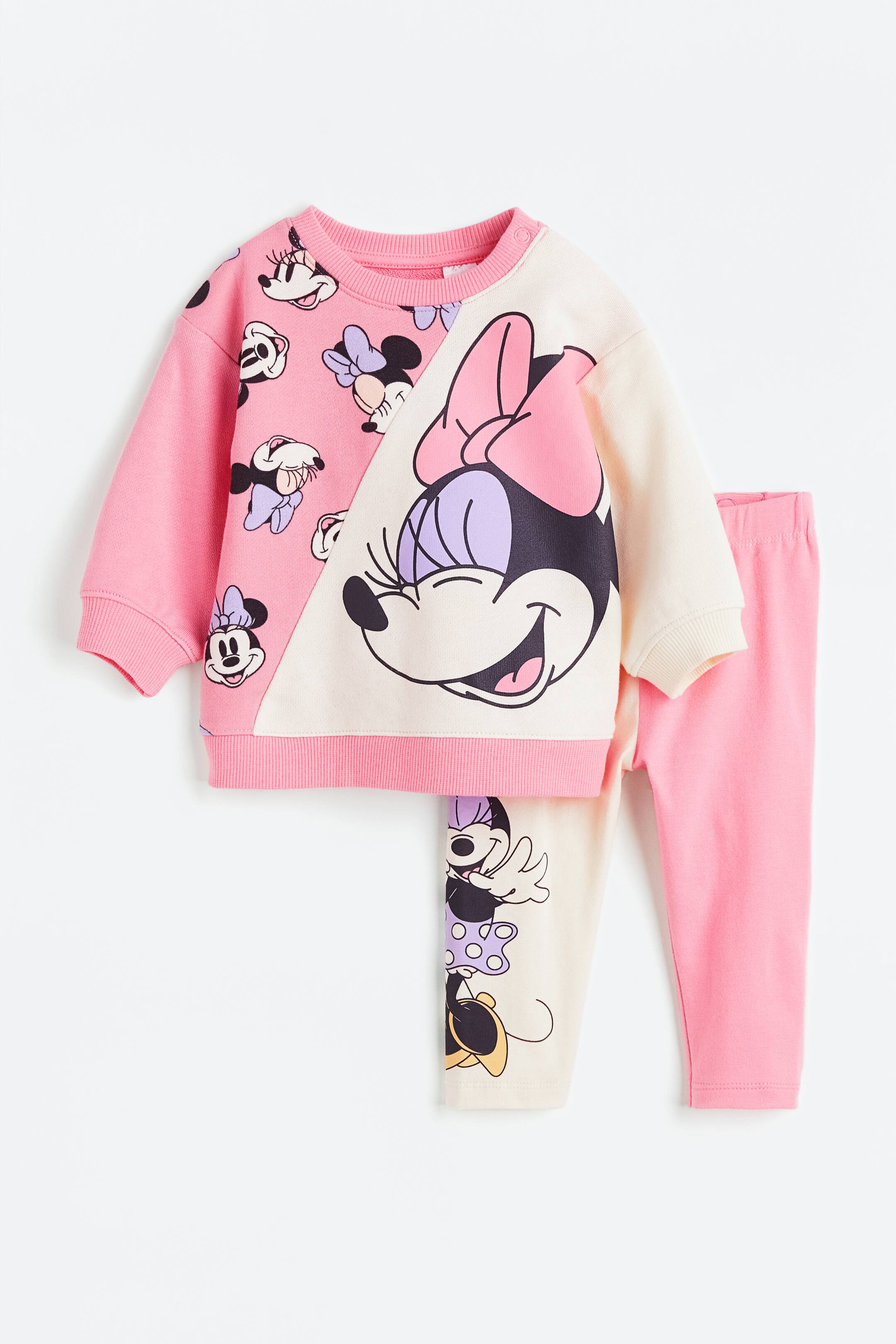 2-piece printed cotton set - Pink/Minnie Mouse - Kids | H&M GB