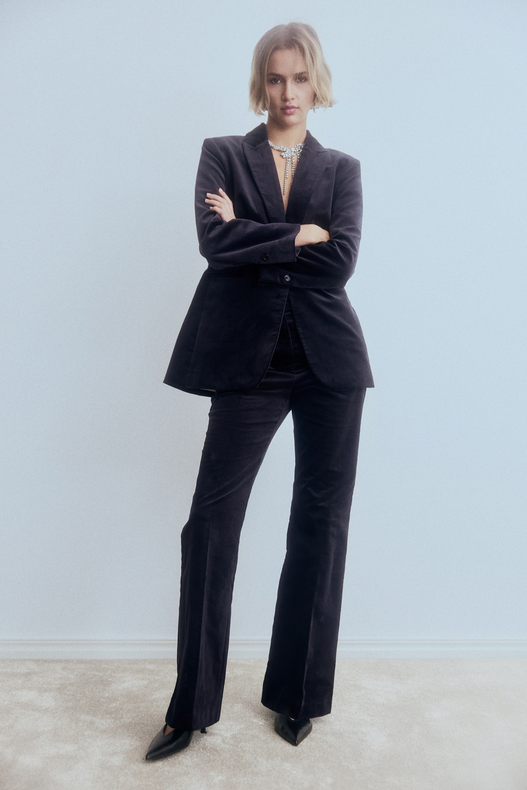 Προβολή μεγαλύτερης εικόνας: Εβαζέ βελούδινο παντελόνι - Ναυτικό μπλε - Ladies | H&M GR 3