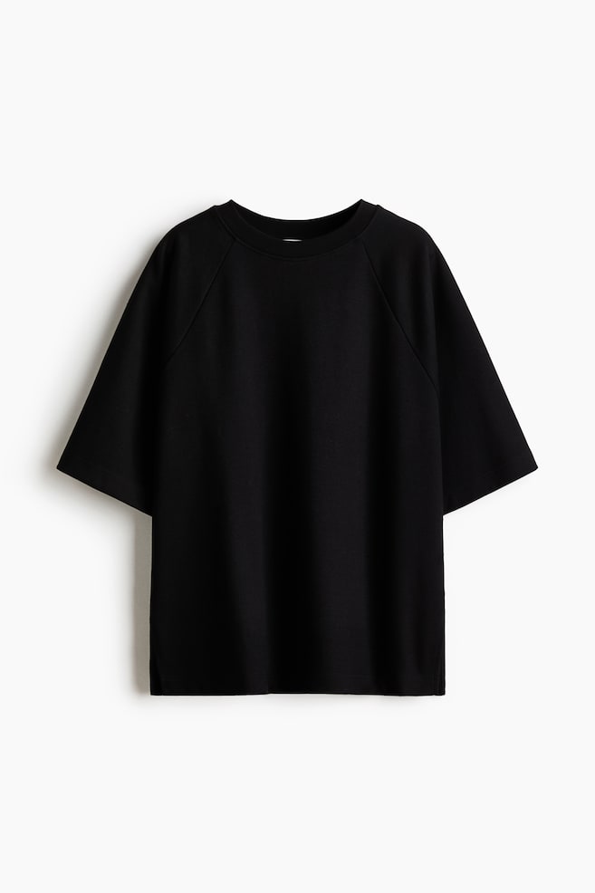 Oversized interlock T-shirt - Black/Dark brown - 1