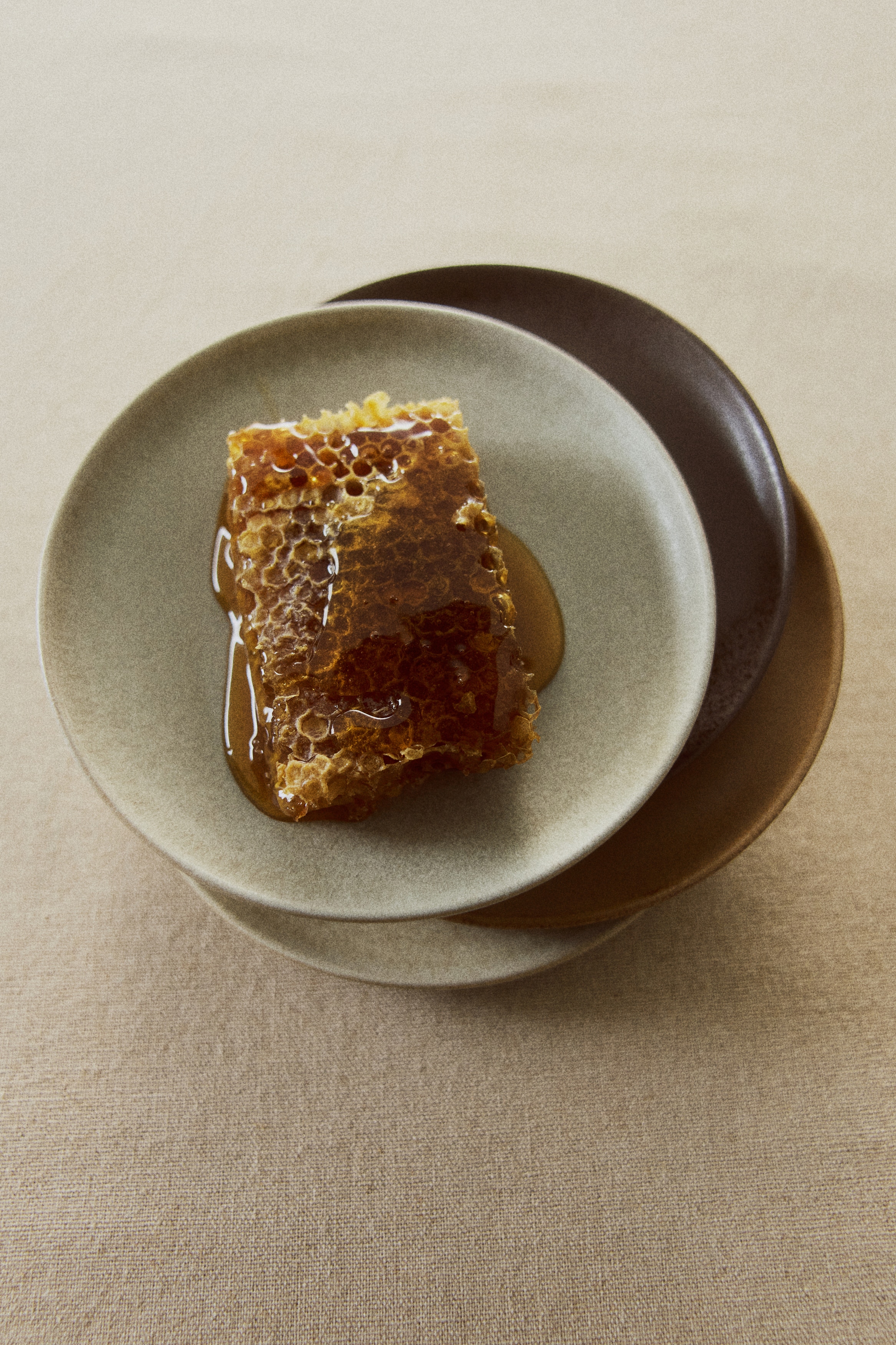 Lot de 4 mini assiettes en grès cérame - Marron foncé/beige/Orange