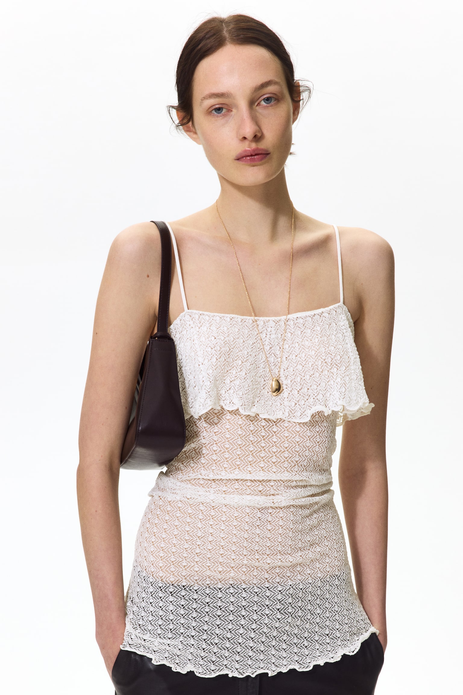 Pointelle-knit strappy top - White - 7