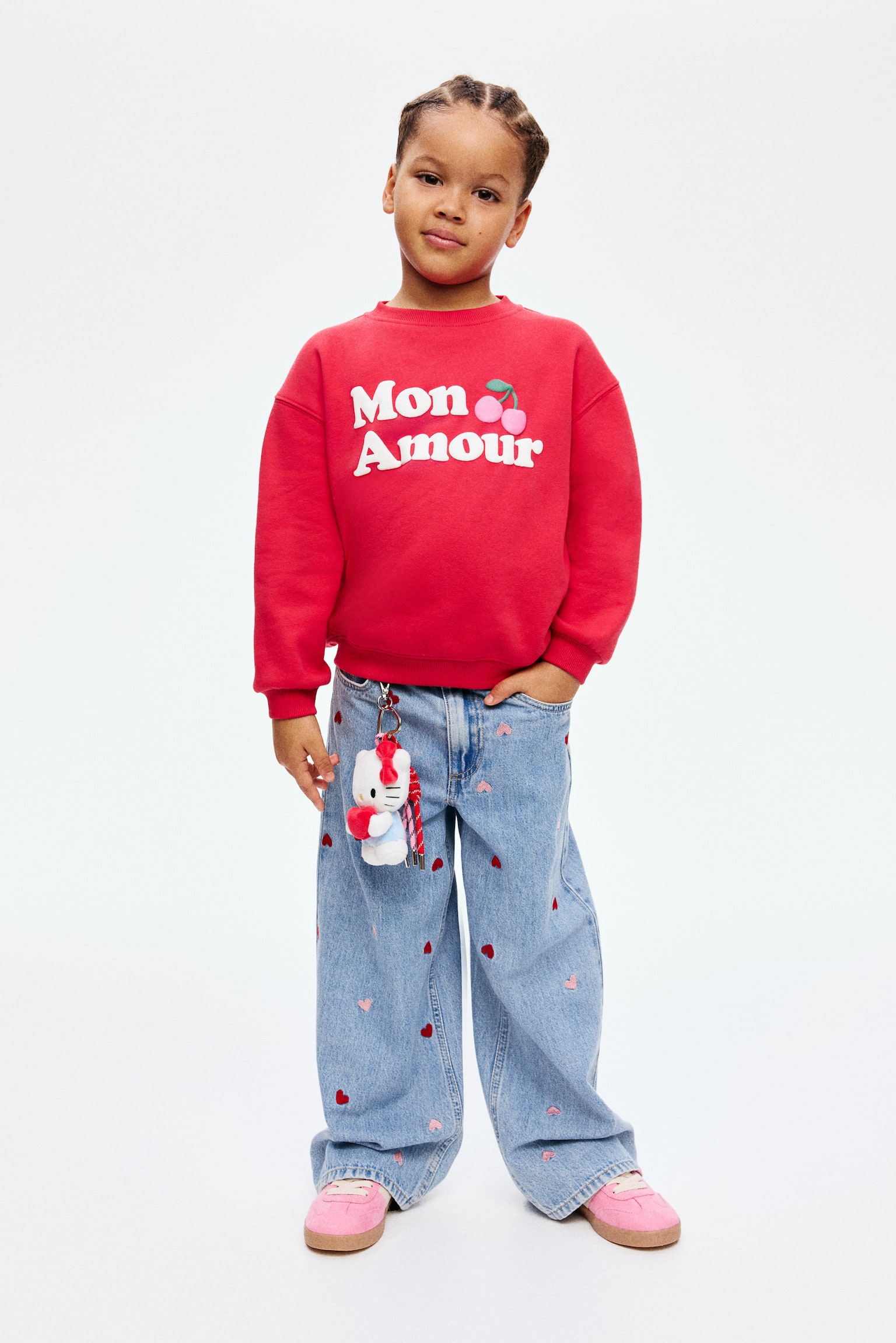 Jeans de pierna ancha con diseño - Azul denim claro/Corazones/Negro denim/Lunares/Azul denim claro/Floreado - 7