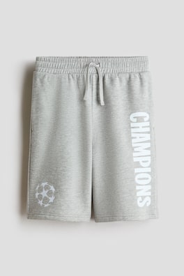 Sweatshorts med tryck och borstad insida