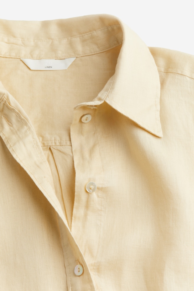 Skjorte i hør - Sart gul/Hvid - 2