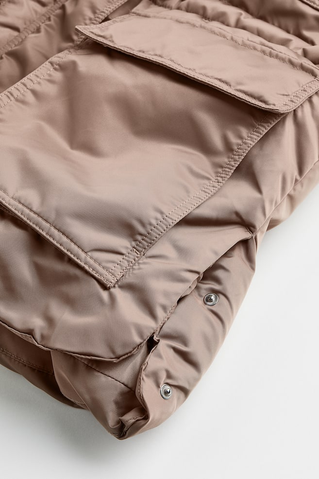Drawstring-waist puffer jacket - Muldvarp/Rød - 7