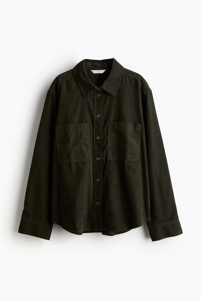 Corduroy shirt - Dark green - 1