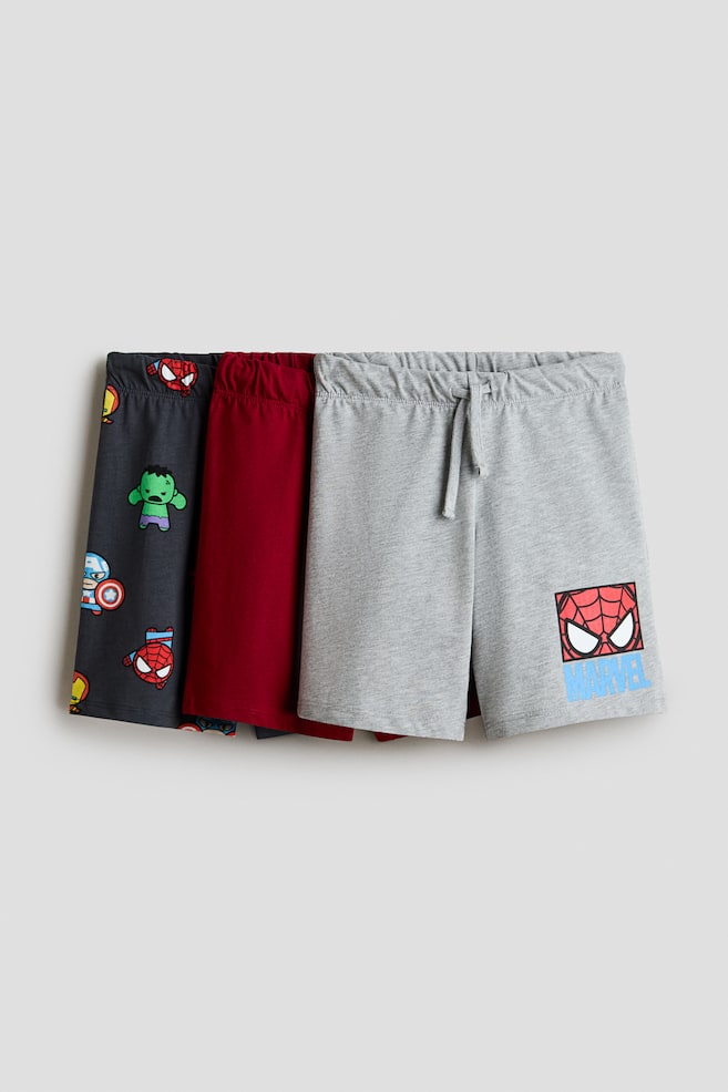 Lot de 3 shorts en coton - Rouge foncé/Marvel Comics/Turquoise/Minecraft/Marron/Jurassic World - 1
