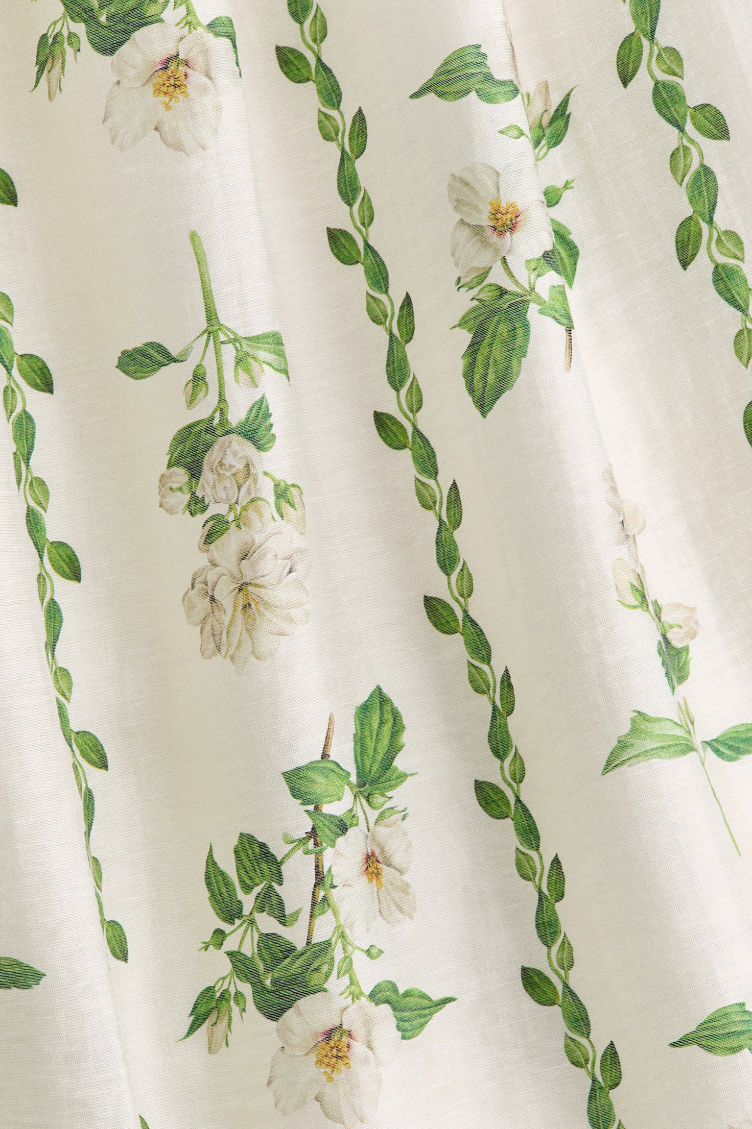 Falda con vuelo en mezcla de lino - Marfil/Flores - 6