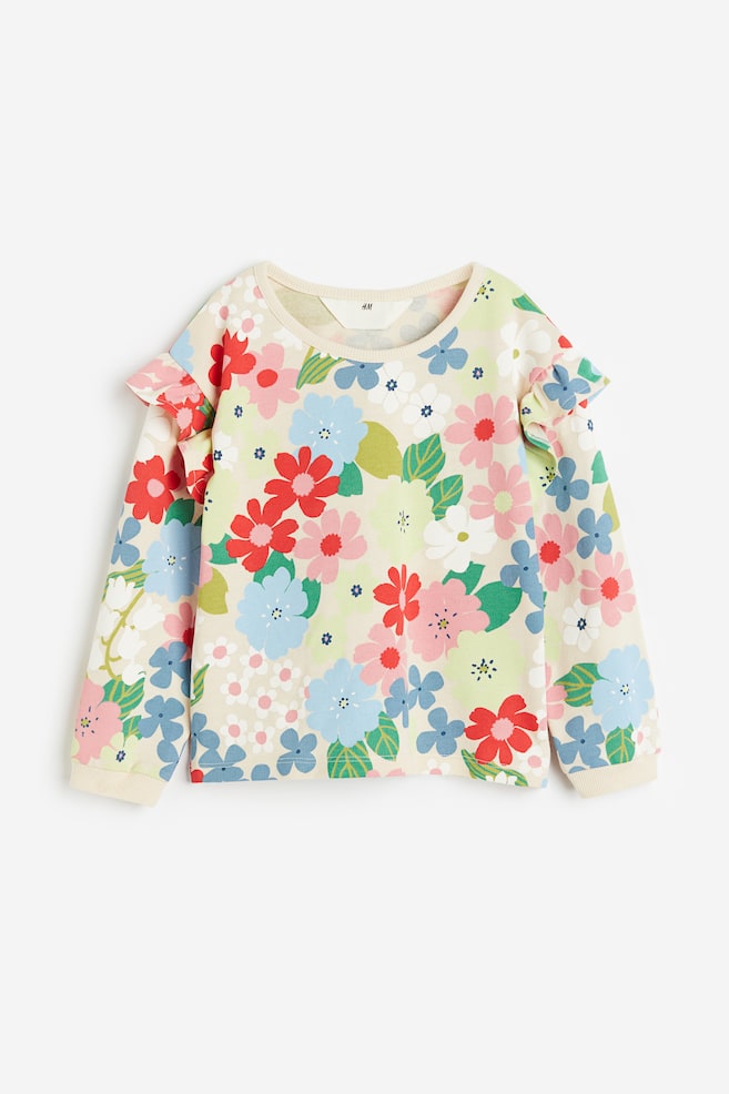Flounce-trimmed sweatshirt - White/Floral/Light turquoise/Butterflies/Natural white/Striped/Powder pink/dc/dc/dc - 2