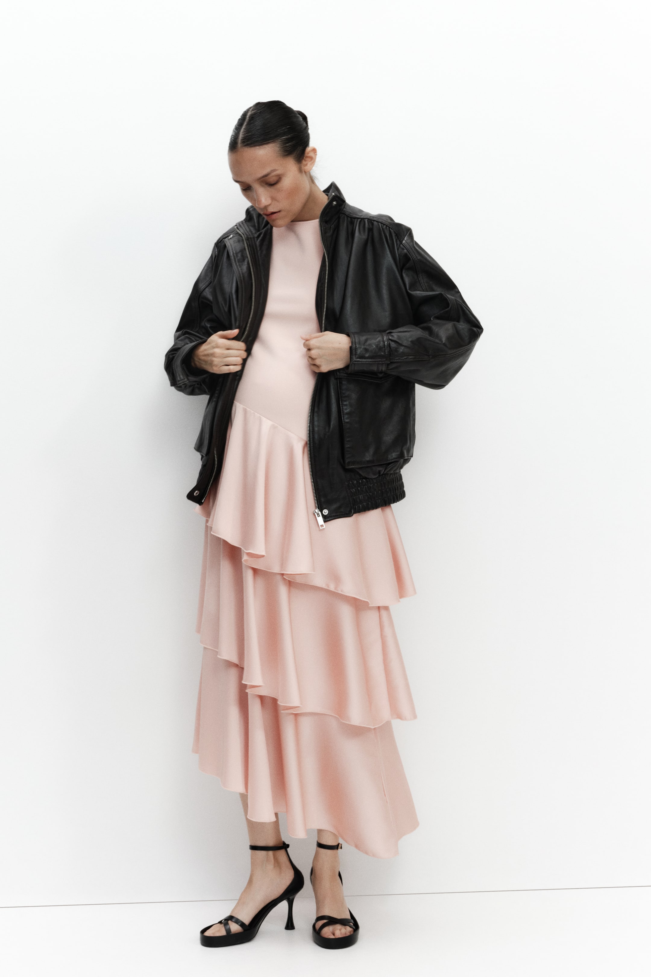 MAMA Ponte Dress with Satin Skirt