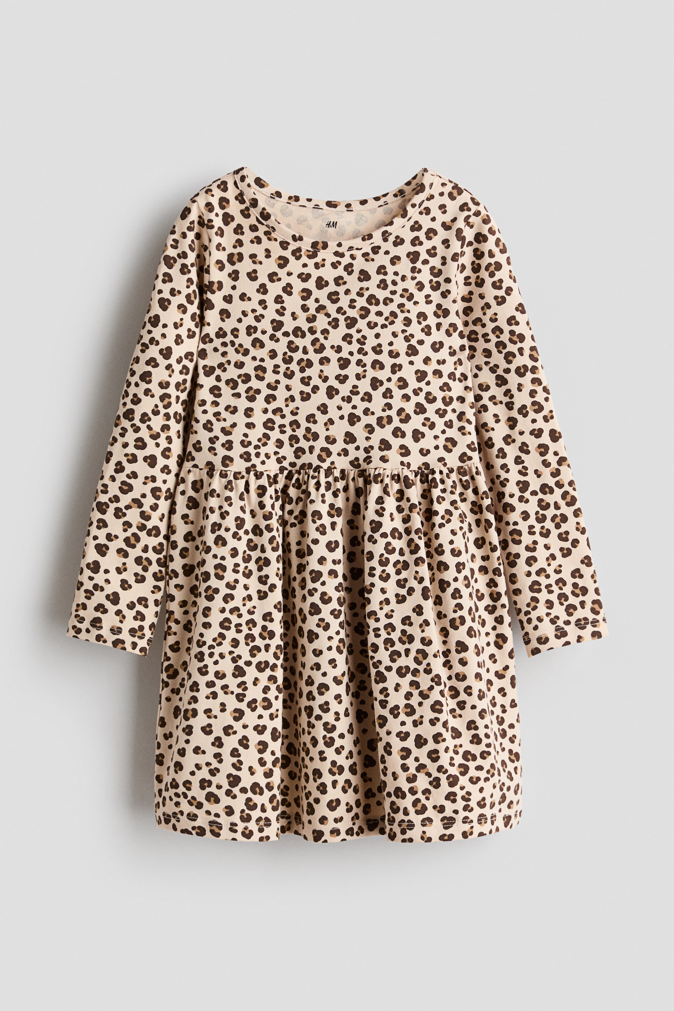 Grotere afbeelding bekijken: Katoenen jurk met print - Beige/luipaarddessin - KINDEREN | H&M BE 1