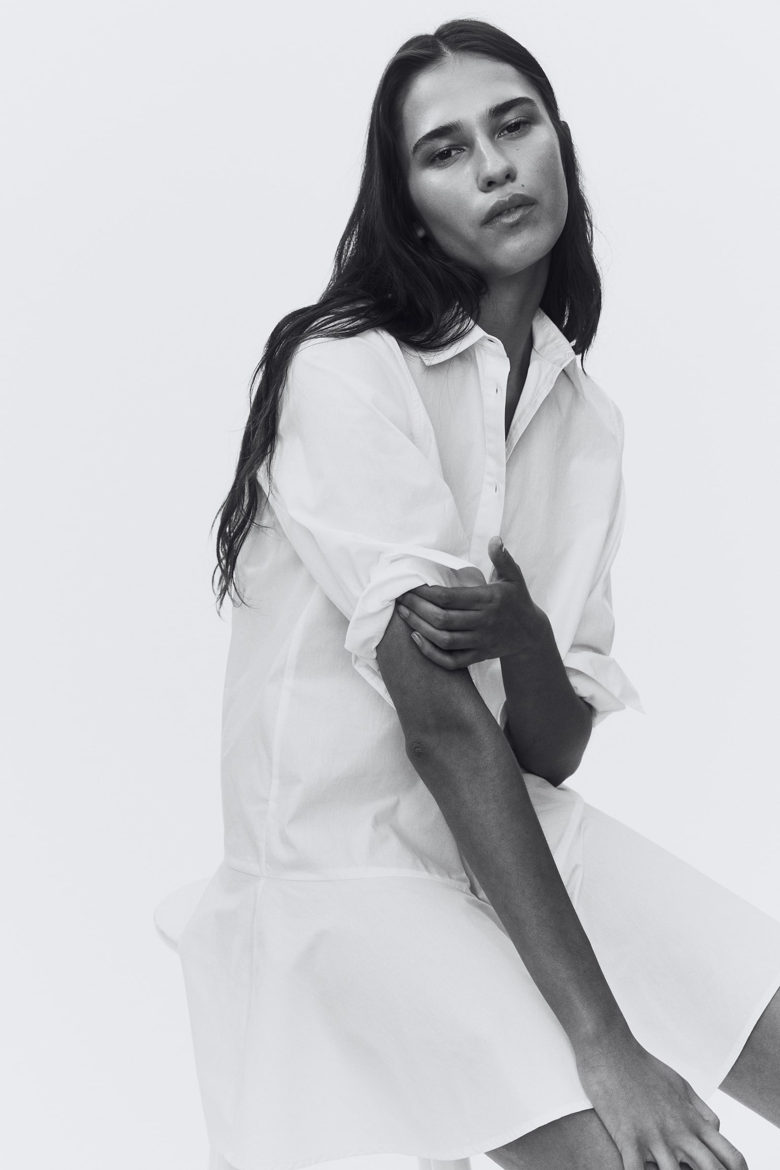 Poplin shirt dress - Cream/Cream/Striped - 1