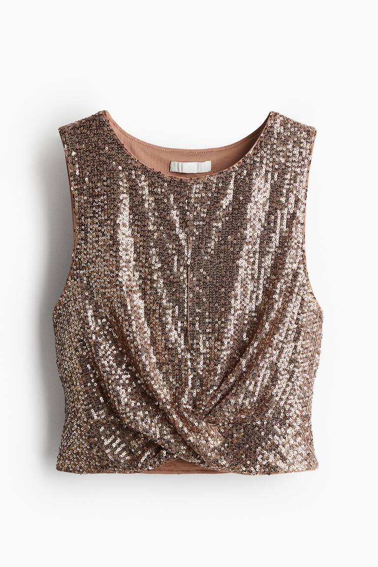 Crop Shirt Black And Gold Sequin Crop Top Sequined Cropped Top