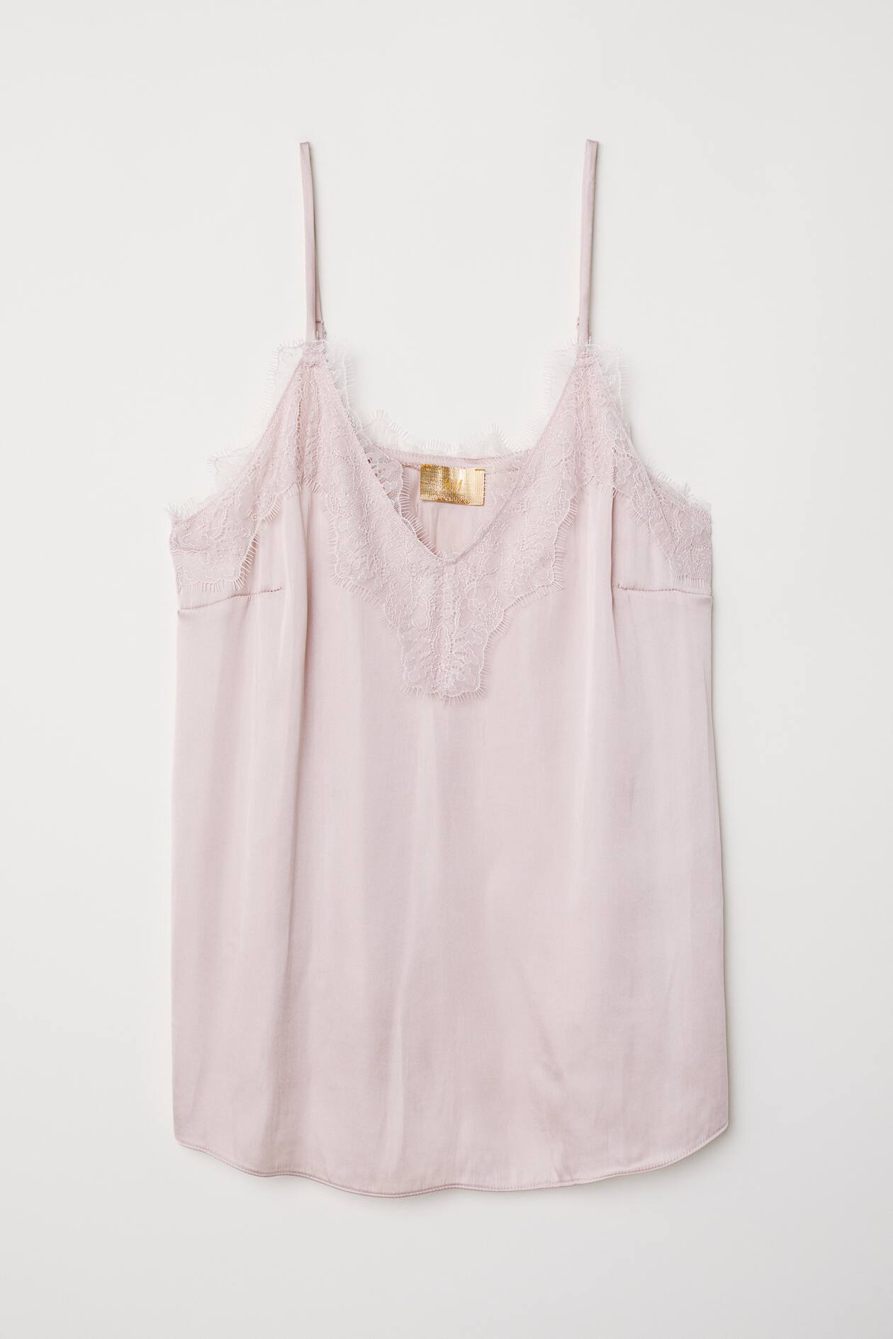 Top satiné à dentelle - Rose