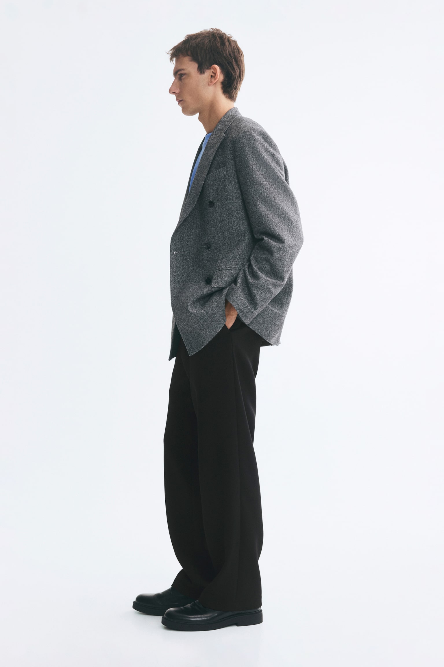 Мужские брюки H&M Relaxed-Fit Tailored, цвет: Чёрный — фото 5