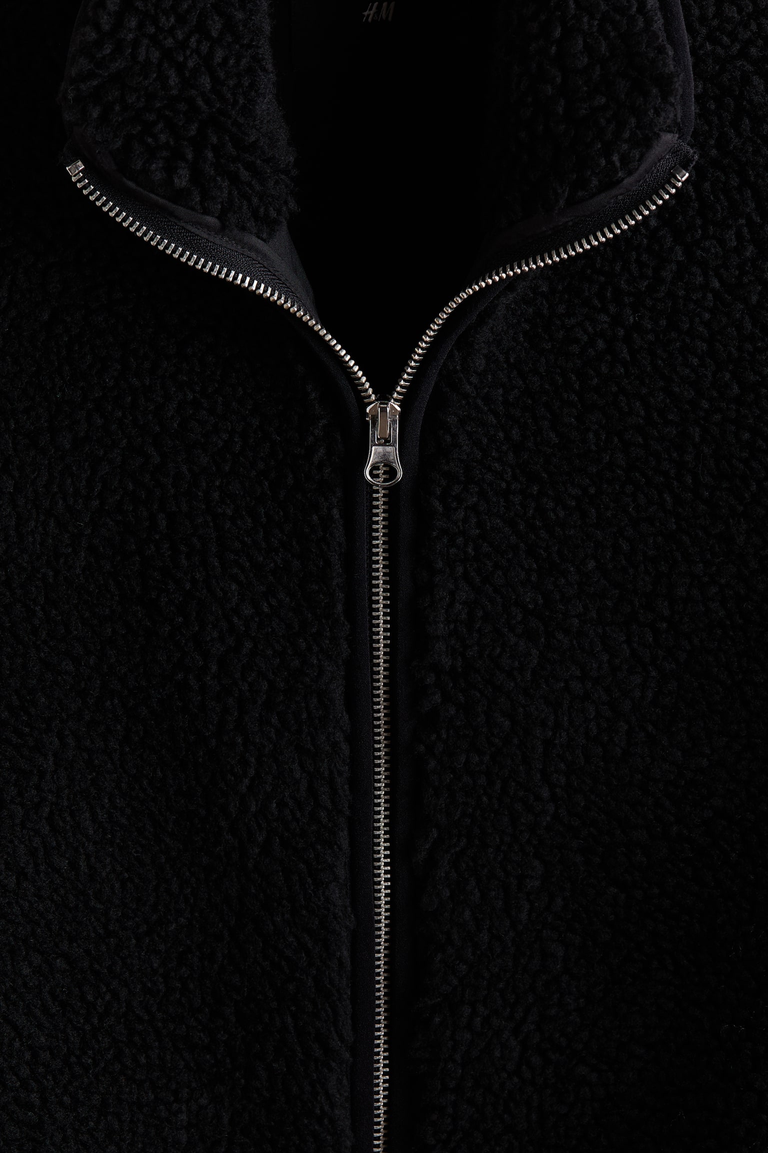 Мужская куртка H&M Teddy Fleece Jacket with Zipper, цвет: Чёрный — фото 6