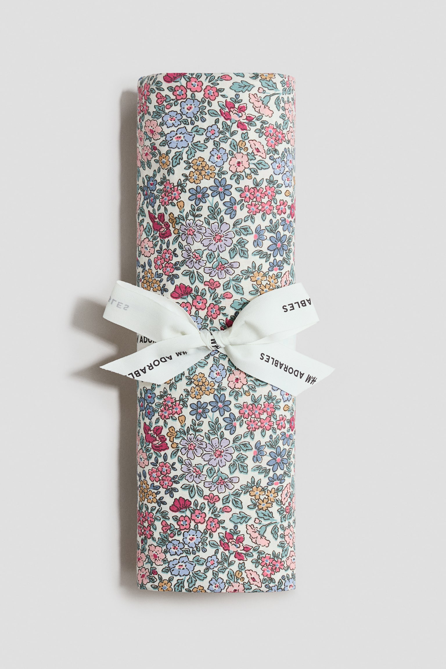 Bavlněné napínací prostěradlo do postýlky - Krémová/květinový vzor