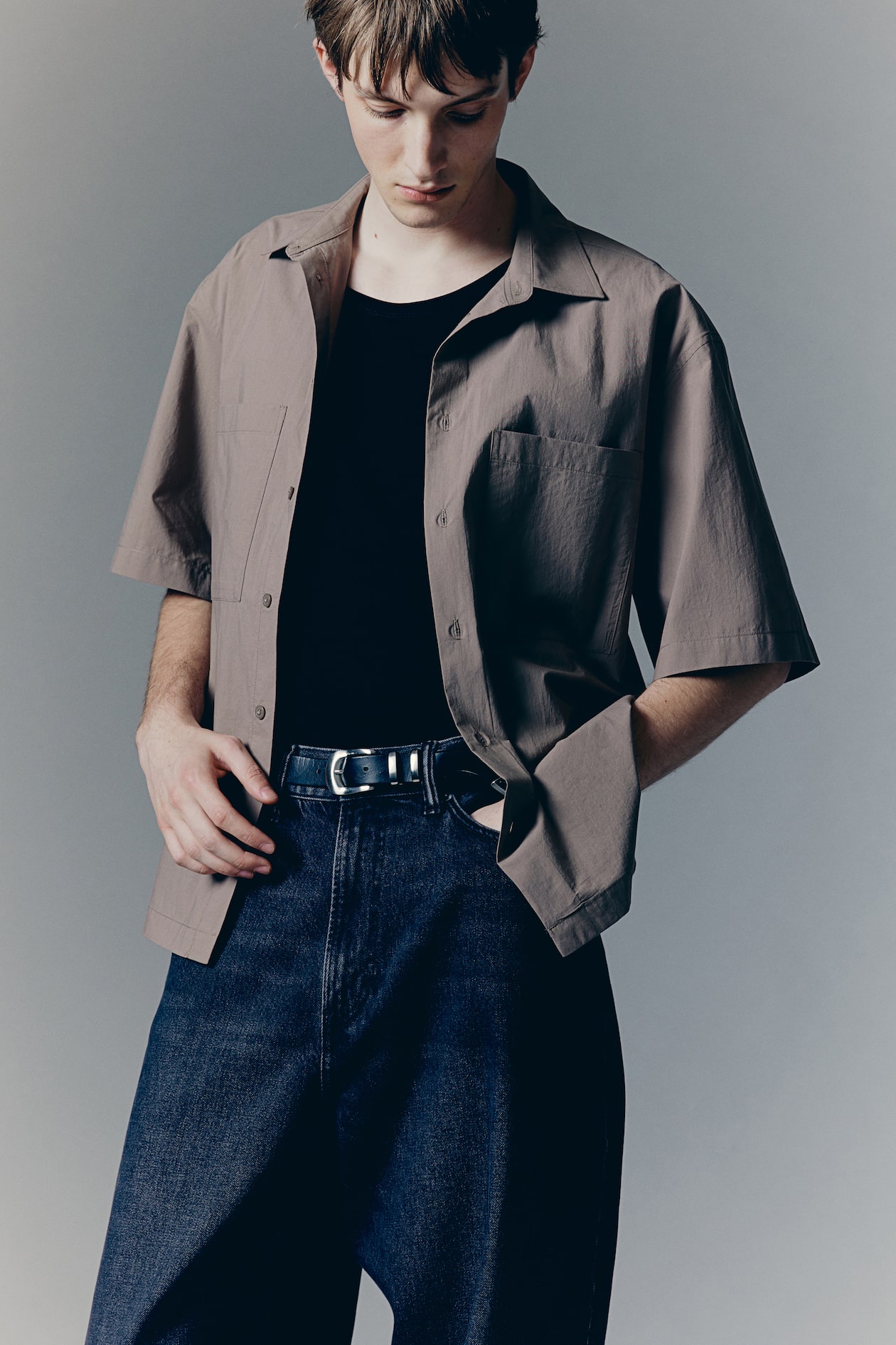 Regular-Fit Short-Sleeved Shirt - Dark beige - Men | H&M US