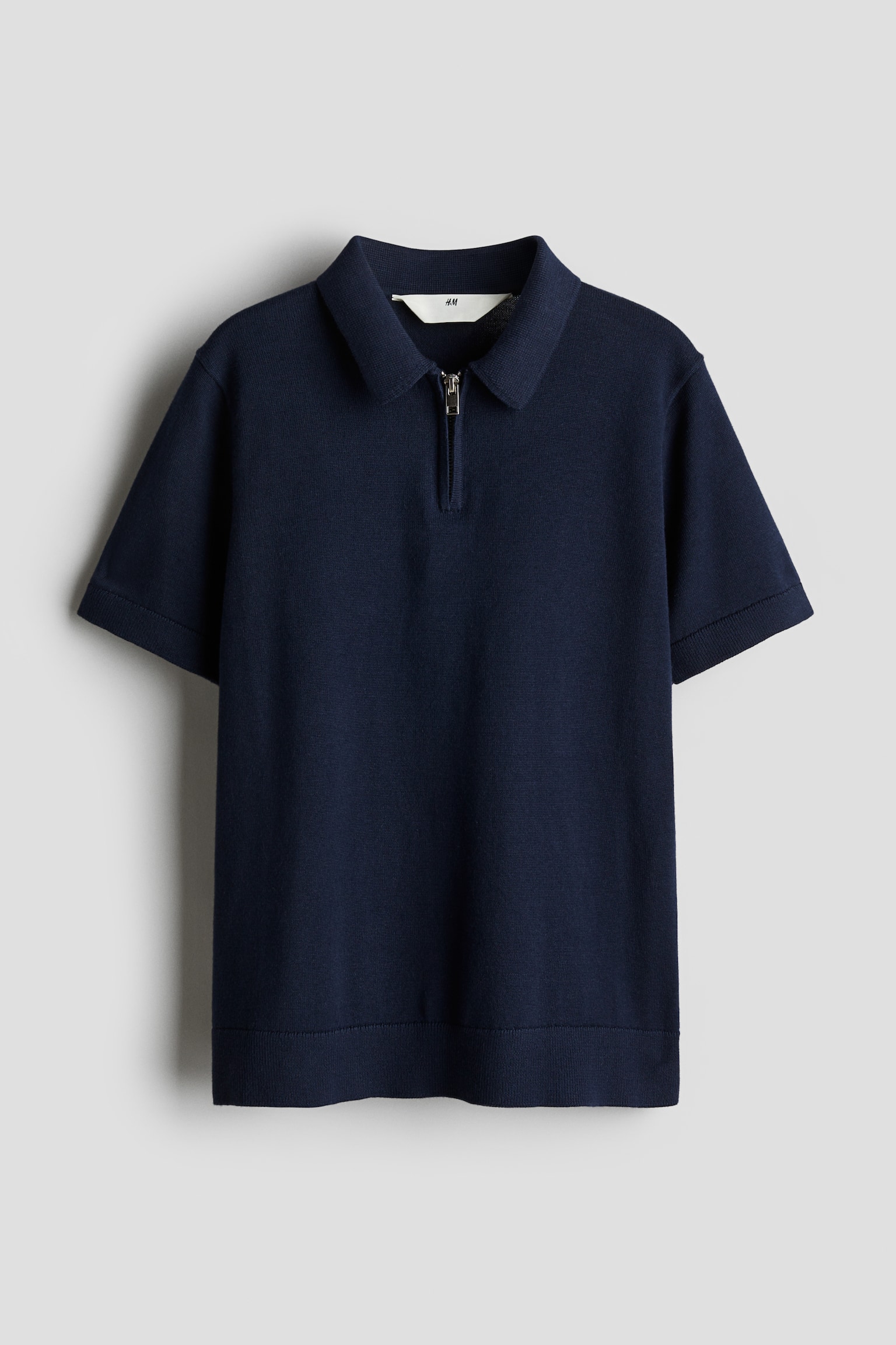 Zip-top polo shirt - Navy blue/Cream - 1