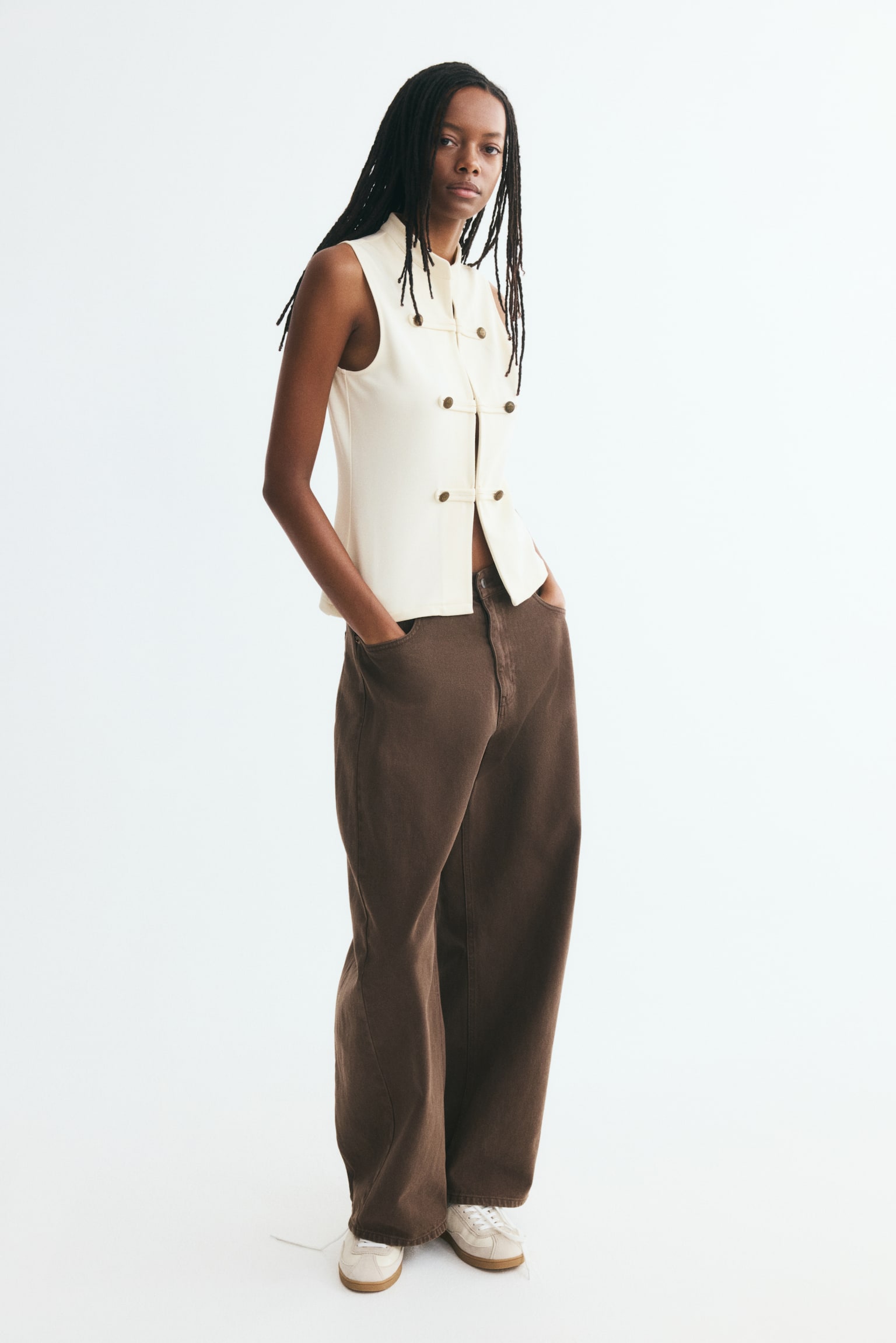 Женский жилет H&M Button-Detail Vest, цвет: Кремовый — фото 3