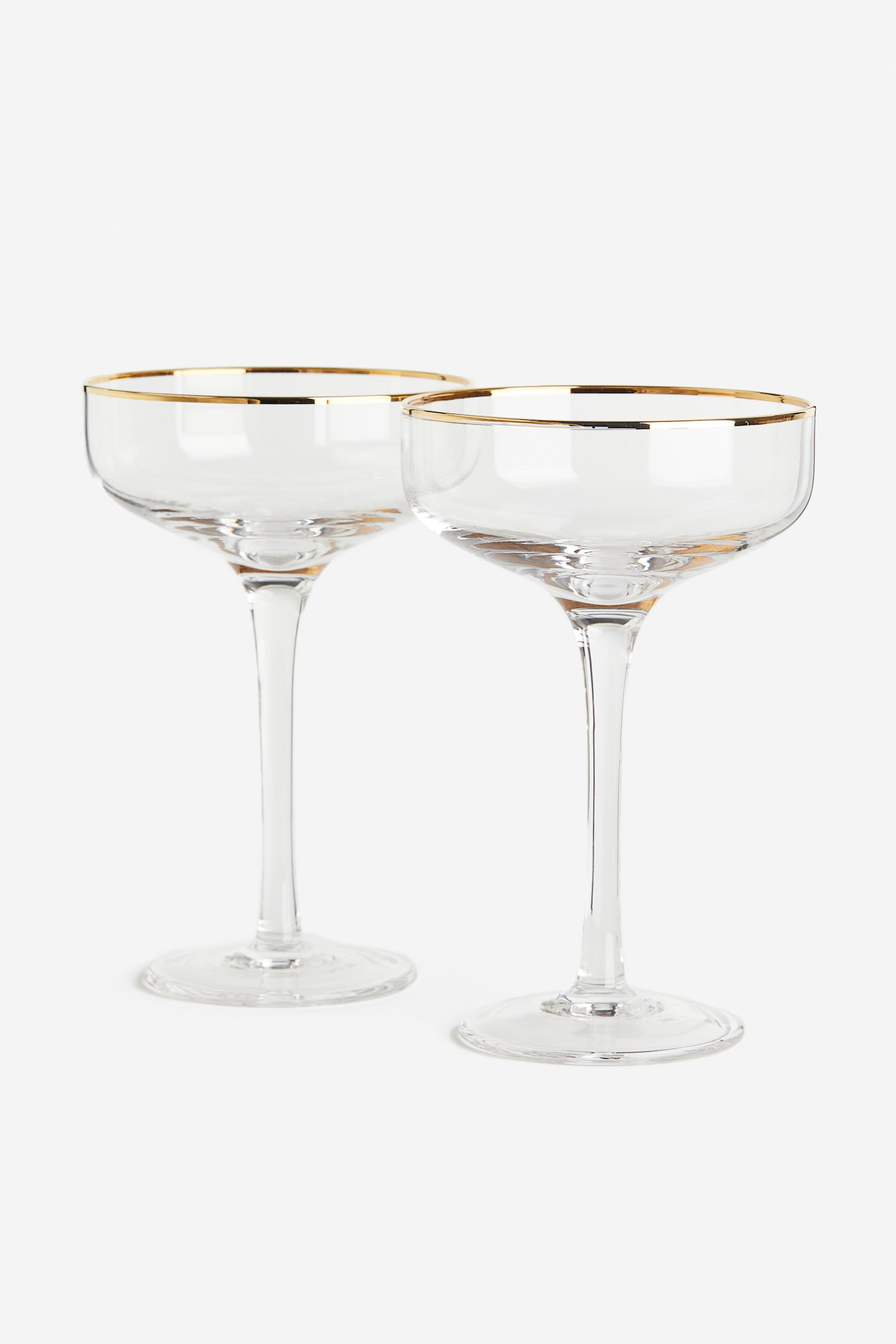 2-pack champagne coupes - Clear glass/Gold-coloured - 2